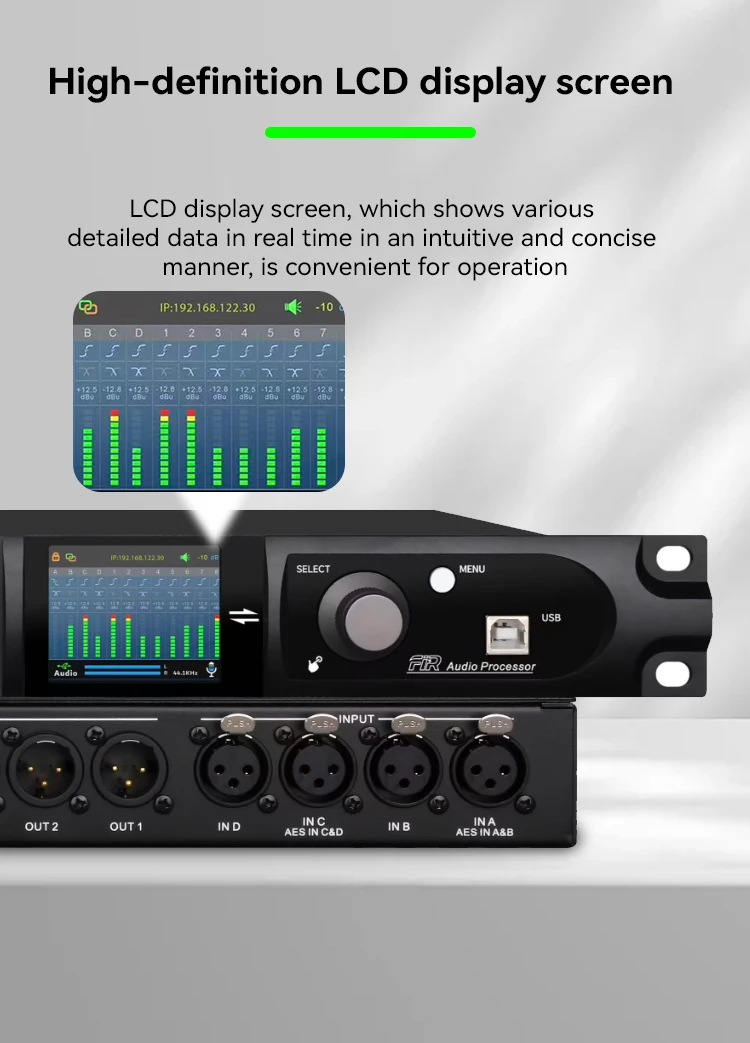 Paulkitson Driverack SD448 Digitaler Audio-Prozessor mit Auto FIR/EQ, integrierter USB-Soundkarte, RTA-Unterstützung und 4-in-8-out Prozessor für Mikrofone – Detail 9