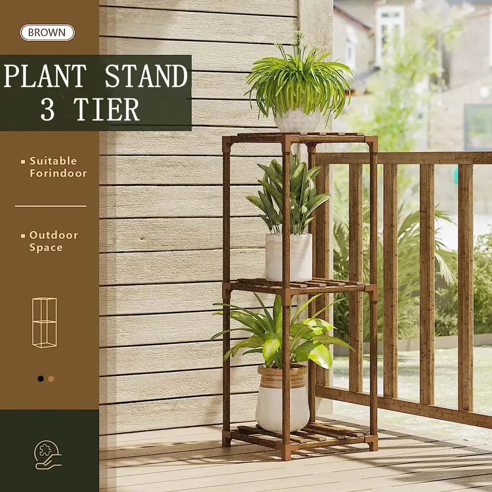 3 Tier Plant Stand Rack Outdoor Flower Pot Plant Shelf Holder, Indoor Patio Garden Planter Flowerpot Display Stand Storage Rack