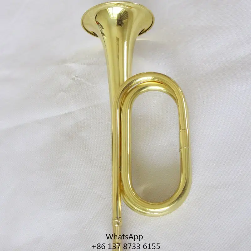 Factory Cheap Bugle Brass Gold Lacquered Bugle Instrument Bb Tone Bugle For Students