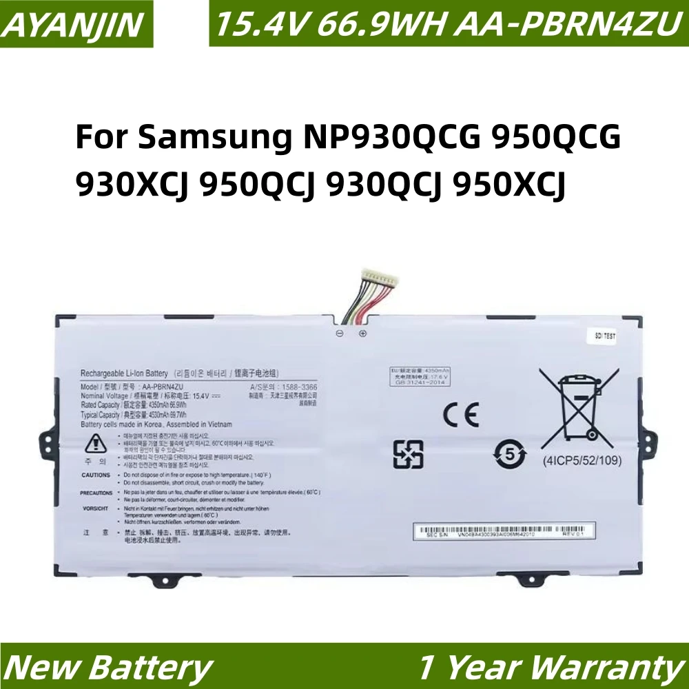 

15.4V 66.9Wh 4350mAh AA-PBRN4ZU 4ICP5/52/109 Original Laptop Battery For Samsung NP930QCG 950QCG 930XCJ 950QCJ 930QCJ 950XCJ