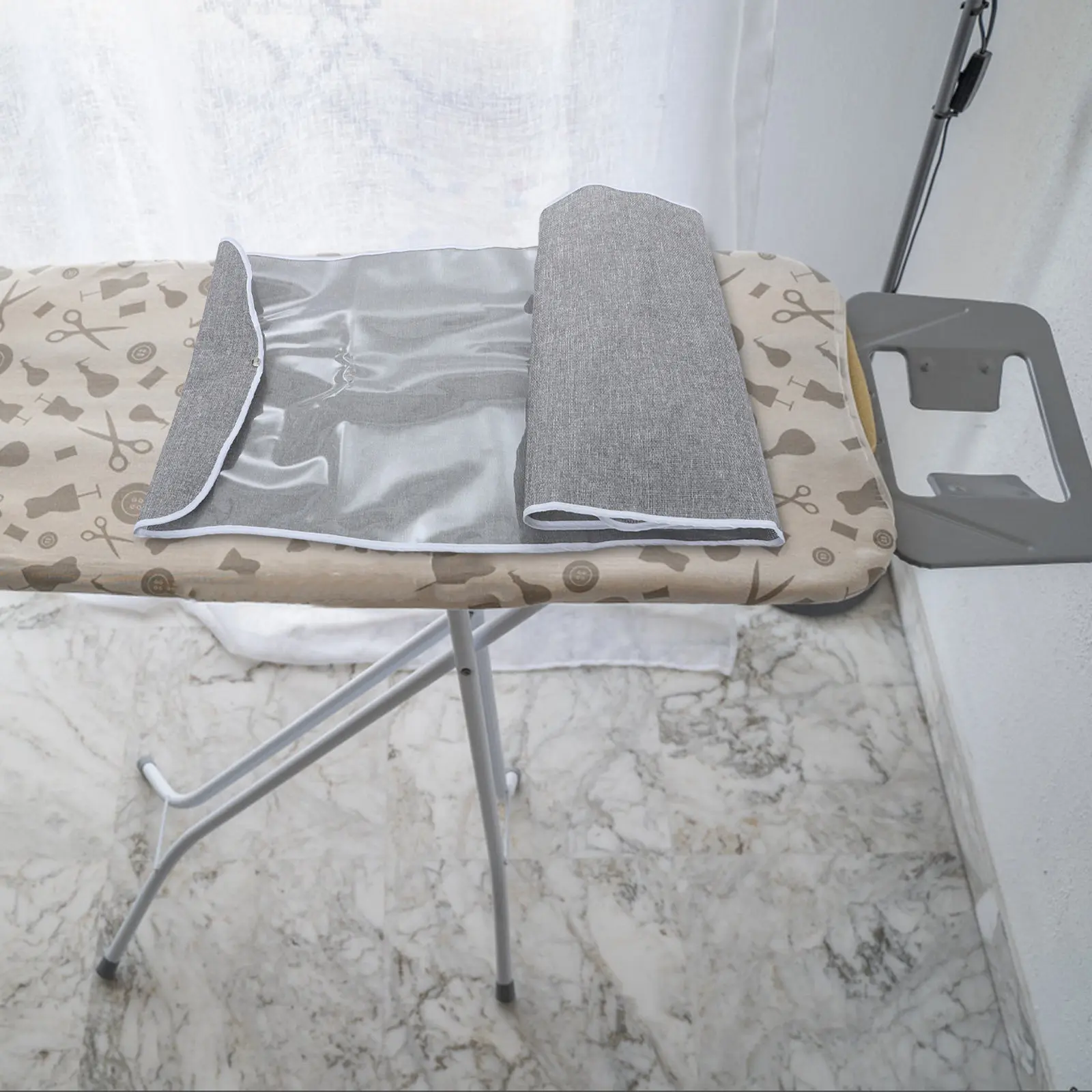 Ironing Board Dust Cover Bag Clear Foldable 51x17.3 Inch Protective Sleeve Snap Fastener Upright Iron Board Storage Laundry Room