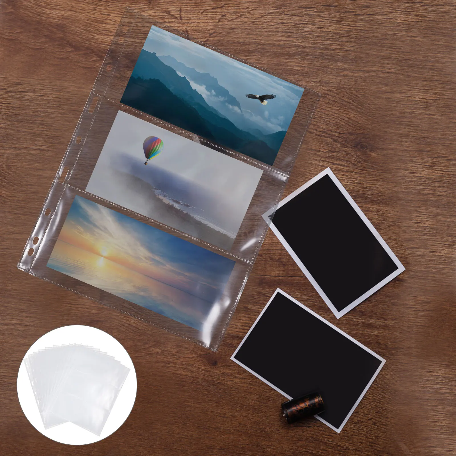 10pcs PVC Photo Album Pages Top Loaders for Cards Paper Currency Storage Binder Sleeves Transparent Inner Slot Dust Scratch