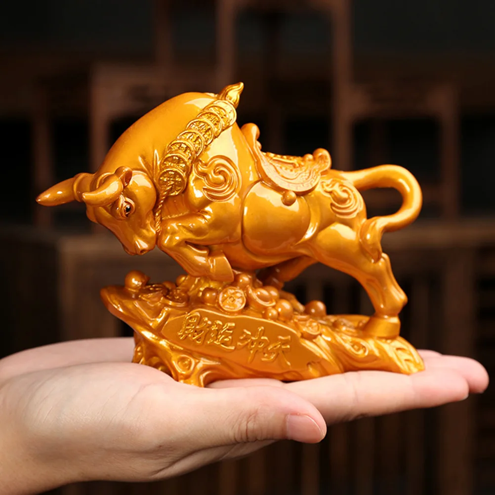 

1Pcs Color Changing Resin Cattle Tea Pet Ornament Creative Sculpture Decoration for Home Office Study Room Tabletop