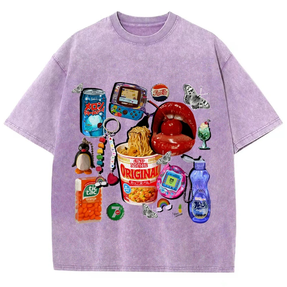 Women Cotton Graphic t-Shirt Summer Life Tee Vintage Washed t-Shirt Retro y2k Women Clothing Super Me Trash Tee