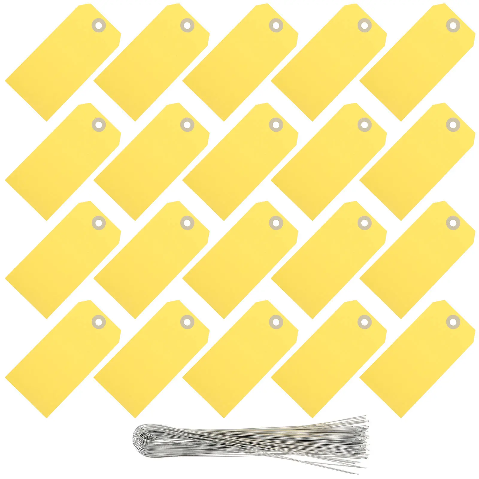 100Pcs Manila Shipping Tags Yellow Blank Label Hang Tags Reinforced Hole Iron Wire for Inventory Price Markers Packing