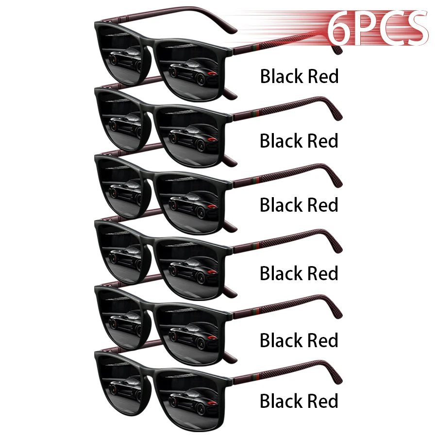 6er-Set Modische Vintage-Sonnenbrillen mit Karomuster für Herren und Damen, Luxus-Designer-Sonnenbrillen zum Fahren und Angeln – Detail 4