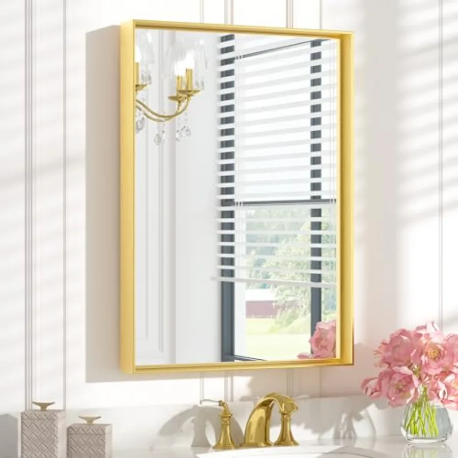 

22 x 30 Inch Bathroom Mirror for Over Sink Rectangle Wall Mounted Mirror Metal Frame Modern Farmhouse Mirror with Square Corner