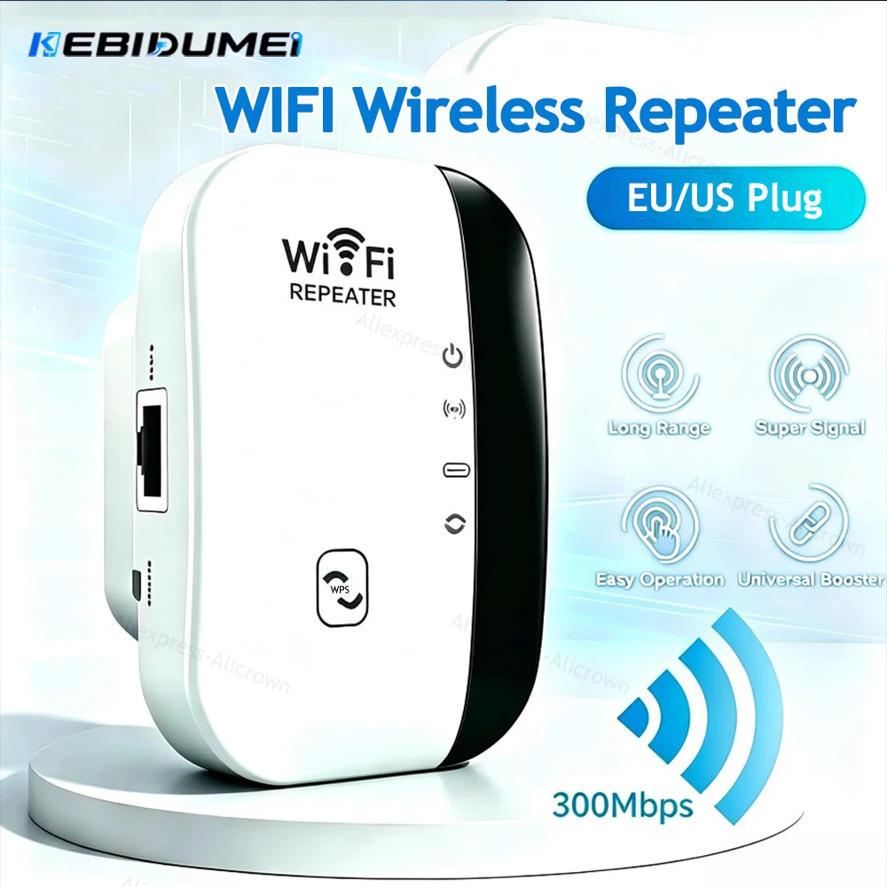 KEBIDUMEI 300Mbps Wireless WIFI Repeater 2.4G Router Wifi Range Extender Wi-Fi Signal Amplifier 802.11N Network Card Adapter