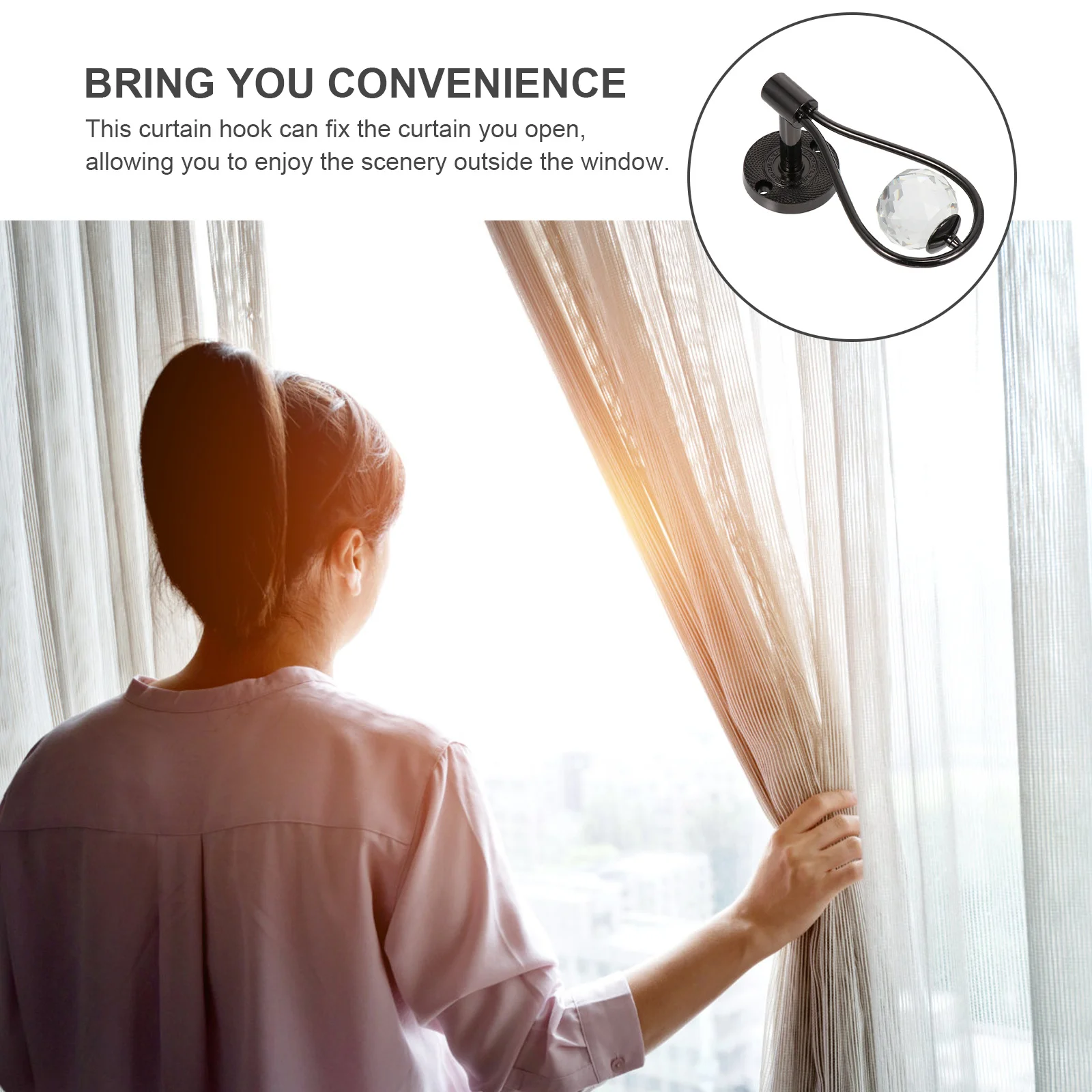 

1Pair Zinc Alloy Curtain Wall Hanger Stylish Tieback Holder for Bedroom Living Room Modern Classic Interior Decoration Accessory