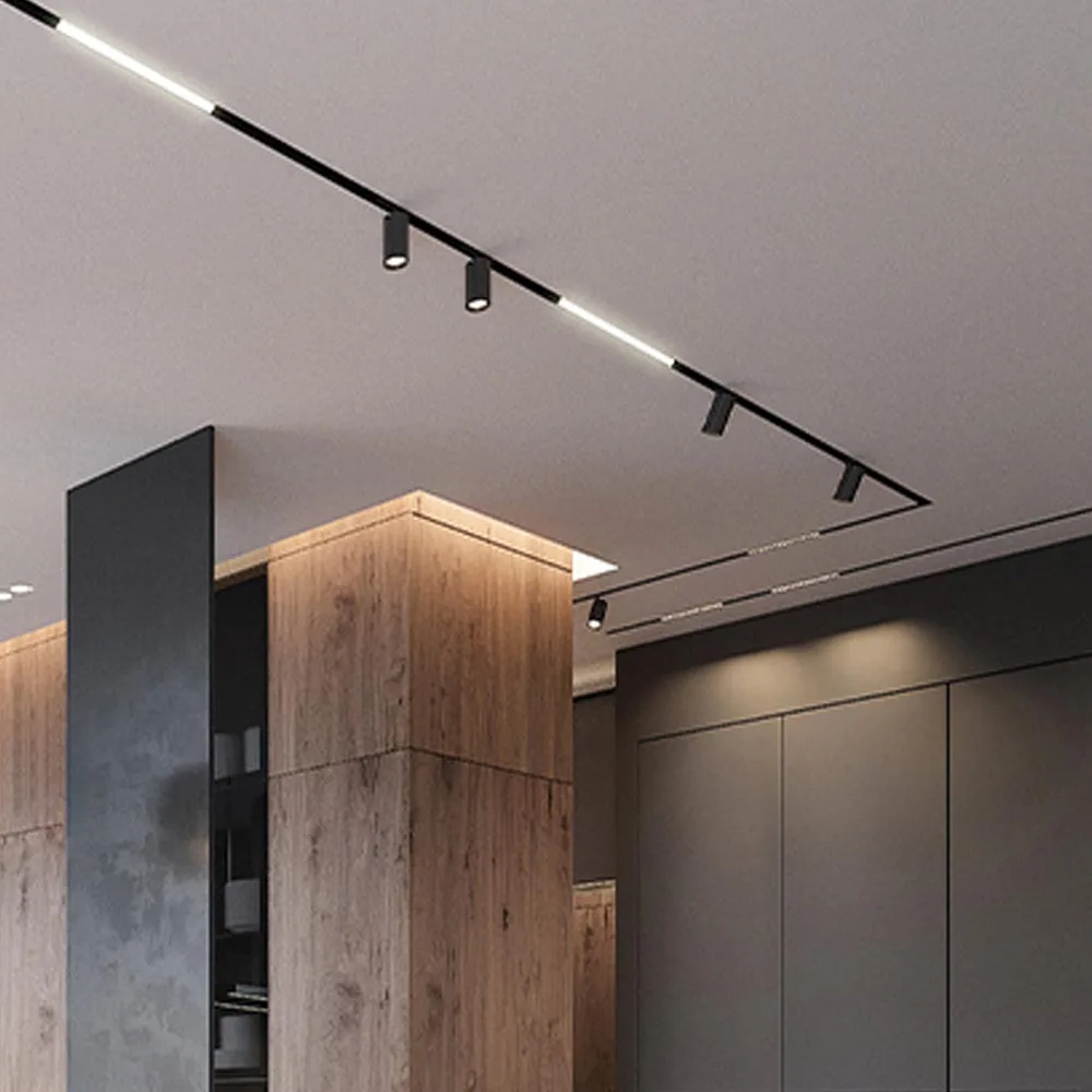 

Modern Design Embedded LED Magnetic Track Light Surface Mounted Linear Spot Lights 48V LED Magnet Rail Lighting