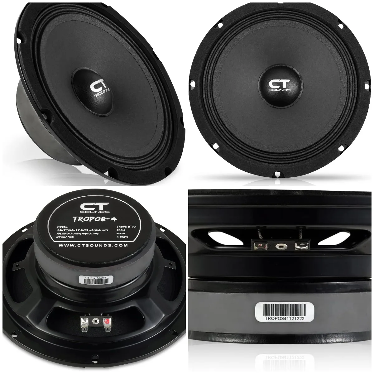 

TROPO8-4 8-дюймовый среднечастотный динамик с неглубоким креплением, среднеквадратичное значение 200 Вт, каждый