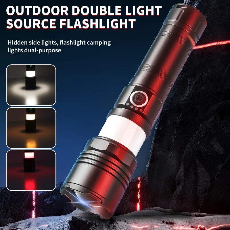 AUTLIT Super Bright LED Flashlight USB Rechargeable Torch Light With 800W LED Can Illuminate 50000 Meters Tactical Lantern