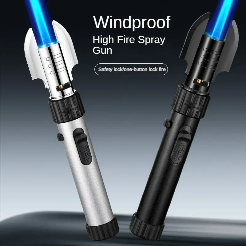 Metal Powerful Windproof Spray Gun Butane Gas Blue Flame Turbine Jet Torch Lighter Kitchen Cooking Welding BBQ Camping Tools