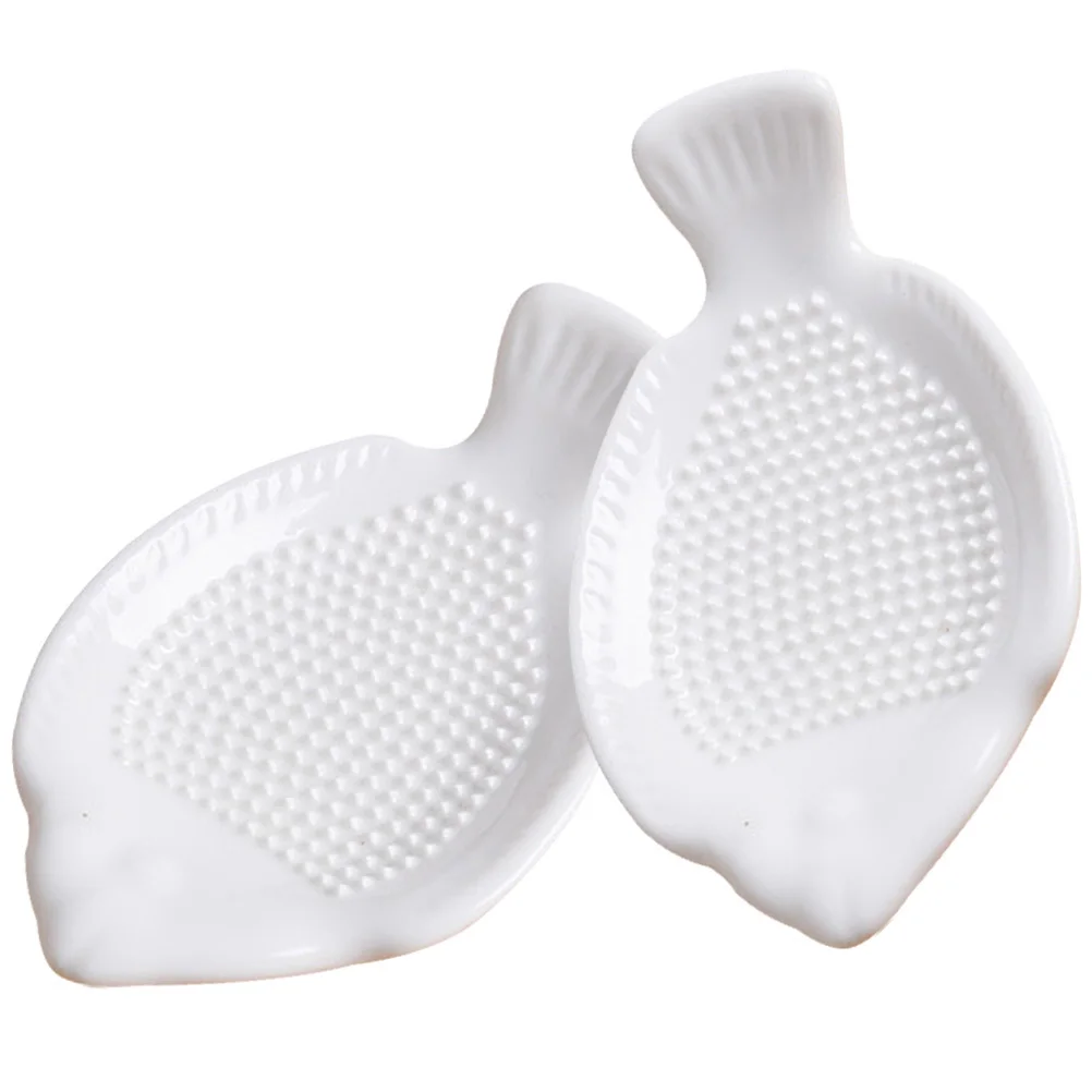 

2Pcs Ceramic Garlic Ginger Grater Plate Kitchen Accessory Multifunction Garlic Mincer Grinder Grater Plate