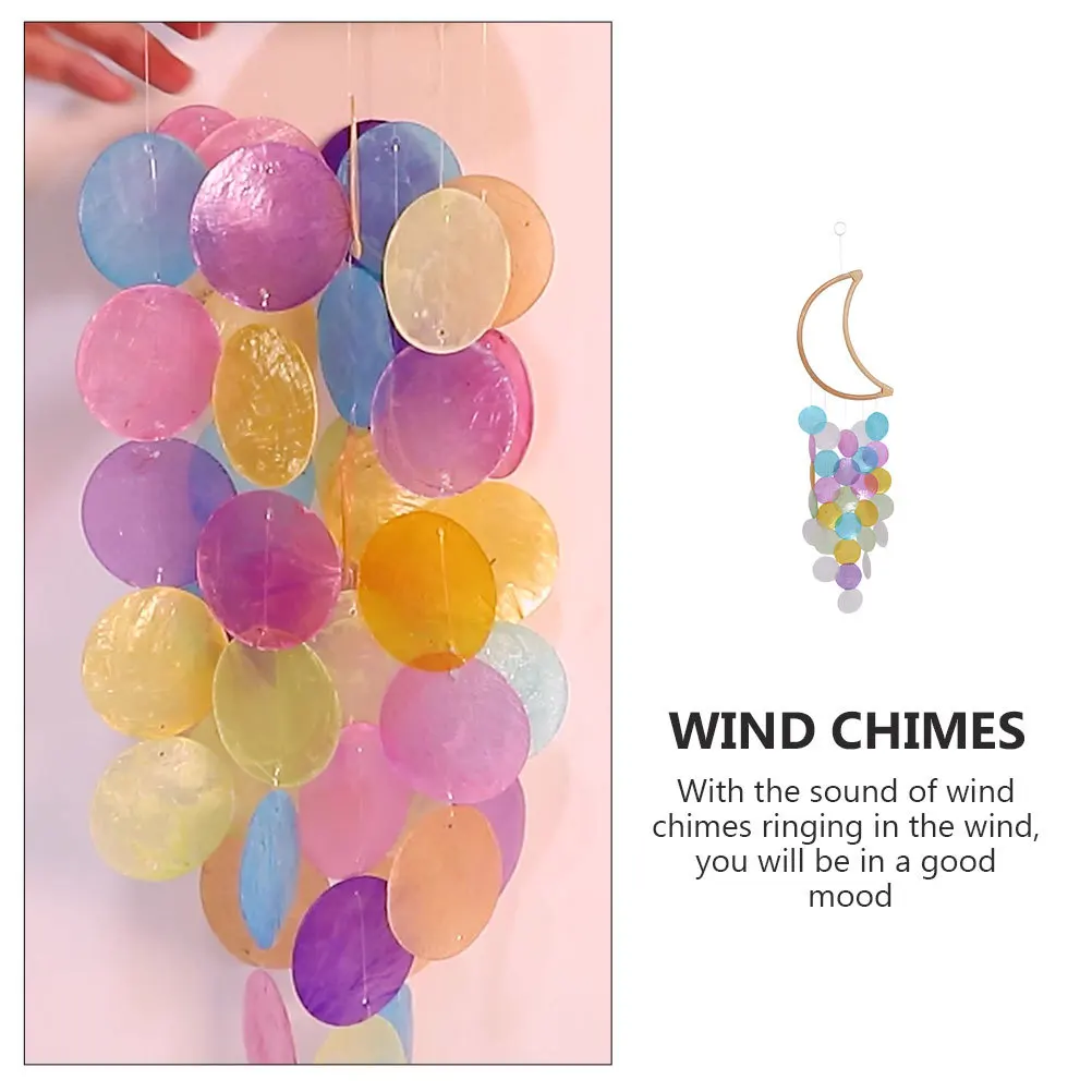 

Wind Chimes for outside Wooden Moon Decoration Balcony Wall Hanging Adorable Colorful