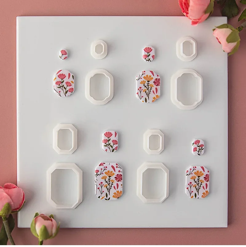 6Pcs/Set Creative Simple Style Geometric Arch Oval Shape Polymer Clay Cutters Clay Molds For DIY Earring Necklace Pendant Making