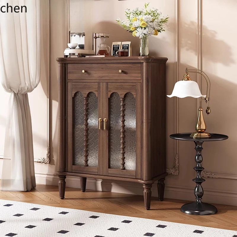CZ Solid Wood Side Cabinet Vintage Dining Side Cabinet Retro Storage Entryway Chest of Drawers