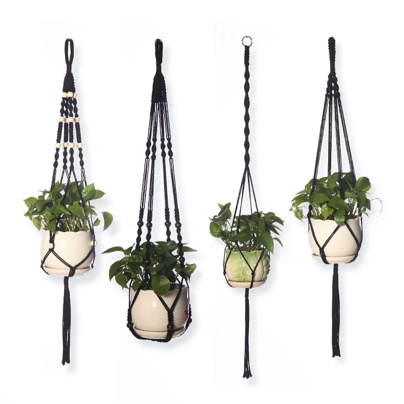 

1PC High-quality Handmade Flower Pot Hanging Baskets Macrame Plant Hanger Flowerpot Holder Net For Wall Decoration Countyard