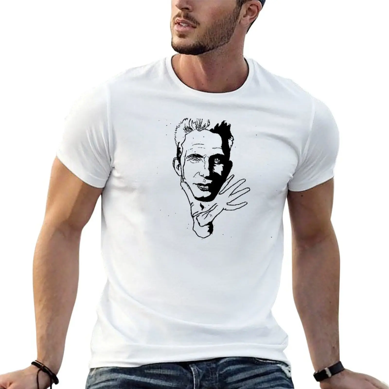 Camiseta con dibujo digitalizado de Jean Paul Gaultier, camiseta para hombre, camiseta de algodón pesado, camiseta gráfica
