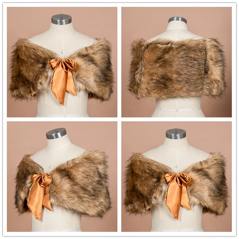 Mode Alle Stijlen Bruids Nepbont Stola Bont Sjaal Winter Bruids Sjaal Bruiloft Cover Up Vrouwen Avondfeest Bont Bolero