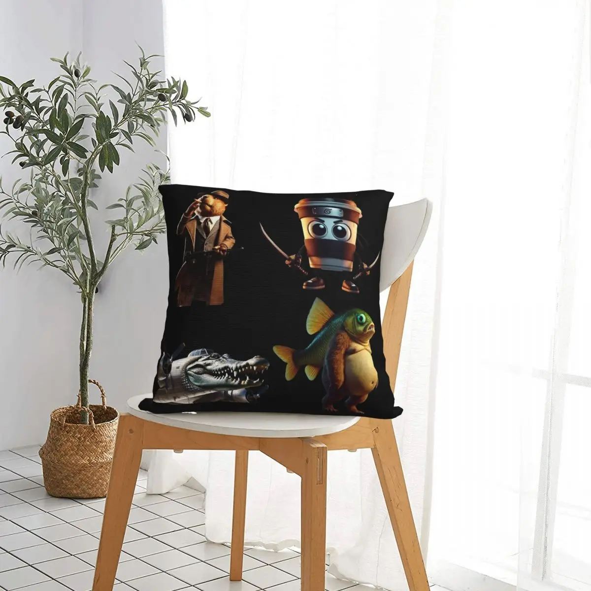 Italian Brainrot Meme Pack Pillowcase Polyester Cushion Cover Decoration Throw Pillow Case Cover Home Square 45X45cm