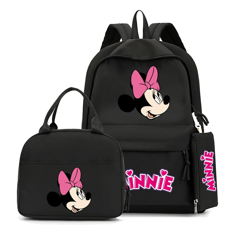 3Pcs/set Disney Mickey Mouse Backpack Teenager Girl Backpack Schoolbag with Lunch Bag Bookbag Rucksack Comfortable Travel Bag