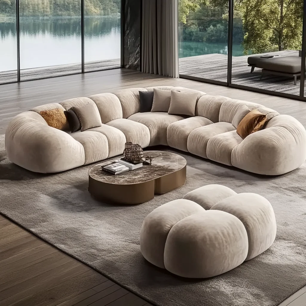 Modular Sectional Sofa Combination Corner Sofa With Chaise Convertible Velvet Upholstered Sofa Living Room Set