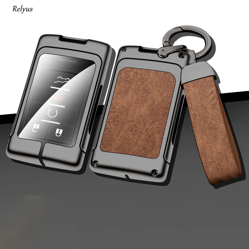 Zinc Alloy Leather Car Key Case Cover For Chevrolet C7 Corvette Captiva 2014 Spark Onix Volt Aveo Sonic Keychain Accrssories