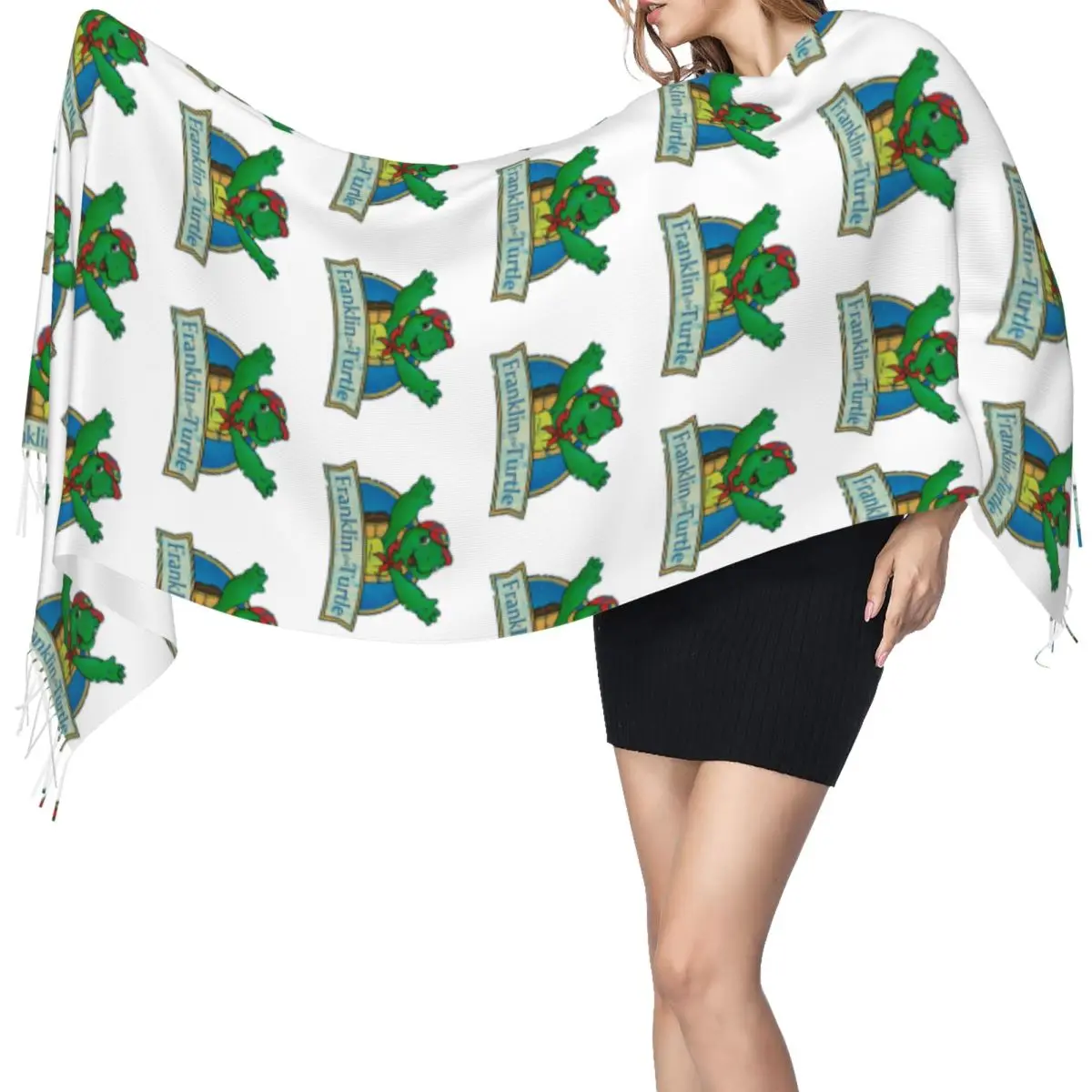 

Винтажный шарф Franklin с черепахой, шарфы с кисточками для женщин, мягкие теплые шали и накидки, длинная осенне-зимняя шаль