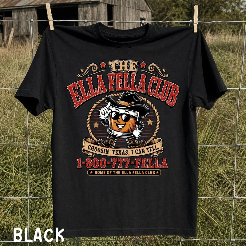Ella Fella Club Cowboy Whiskey Graphic Tee, Western Country Concert Shirt, Retro Ella Fella Club Vintage Shirt