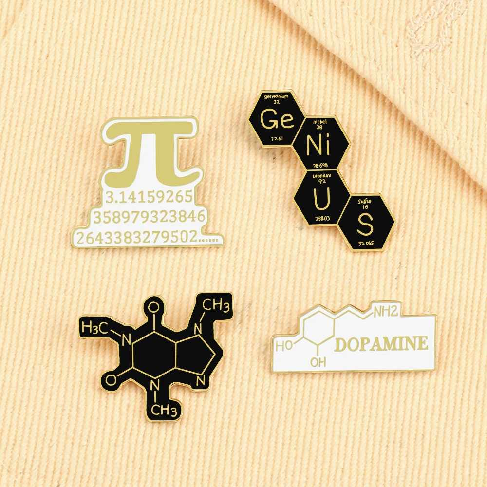 New Creative Chemical Element Enamel Pins Dopamine Brooches Teacher Studant Coat Bag Lapel Pin Badges Jewelry Gift for Friend