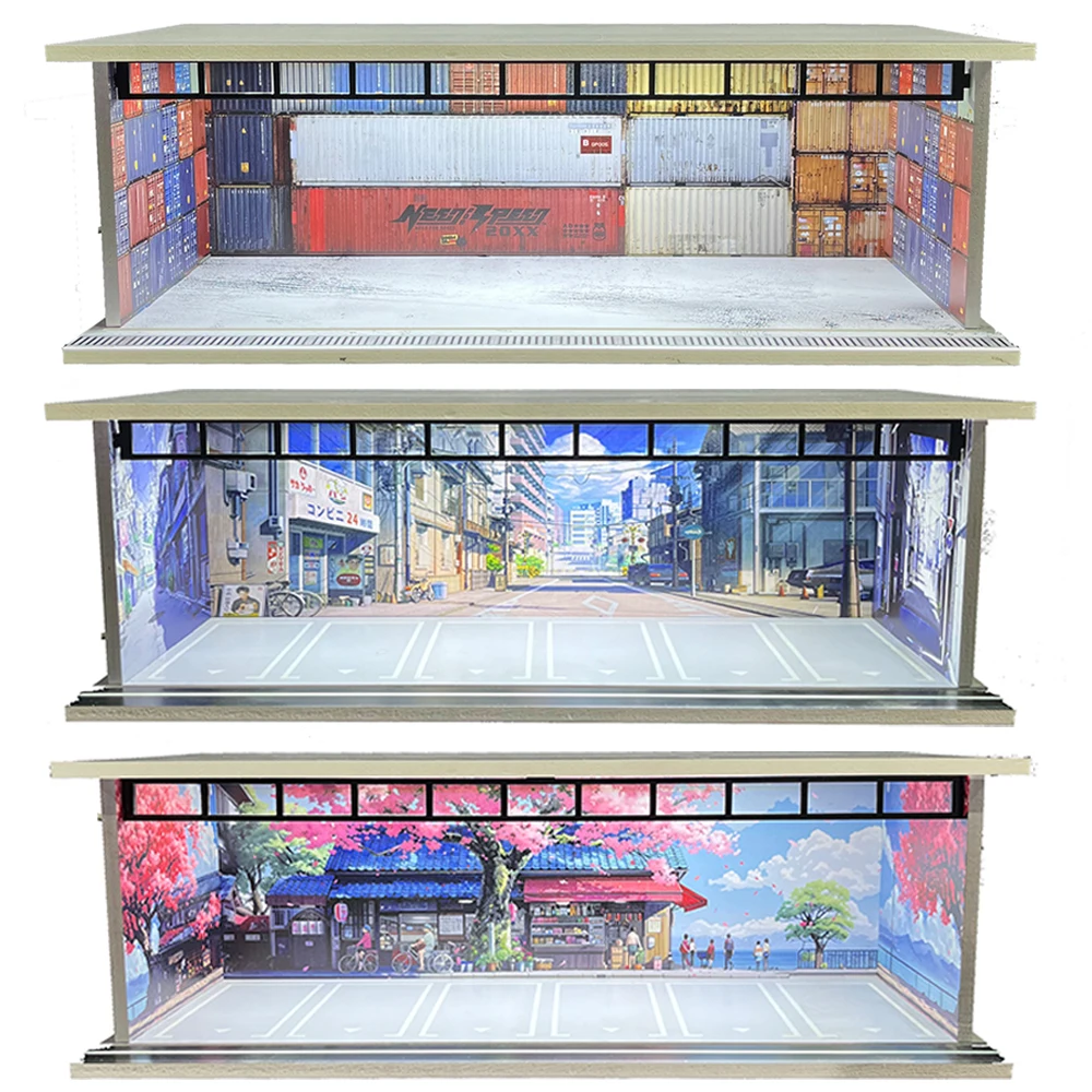 

MDX New 1/64 Scale Diorama Kit with USB LED Assembled Parking Lot Car Garage Diorama Scene Models for Model Car Display