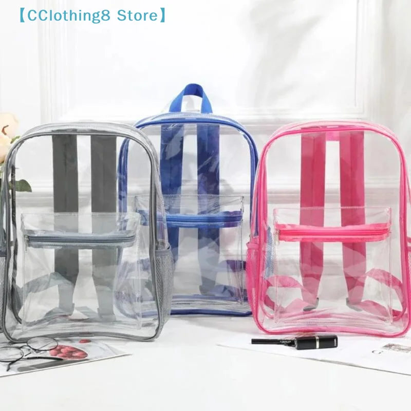 Transparent PVC Outdoor Sports Fitness Knapsack Casual Travel Visible Backpack Large Capacity Waterproof Shoulders Bag【AliS8】