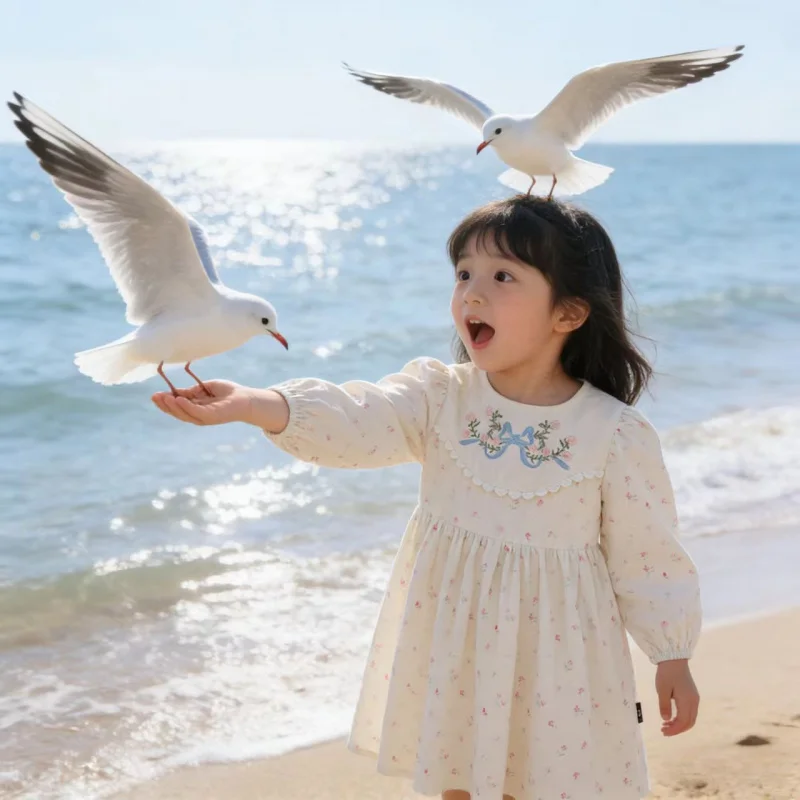 

2026New Summer Floral Dress for Girls, Stylish with Intricate Embroidery, Round Neck, Mid-Length Princess Dress for Baby Girls