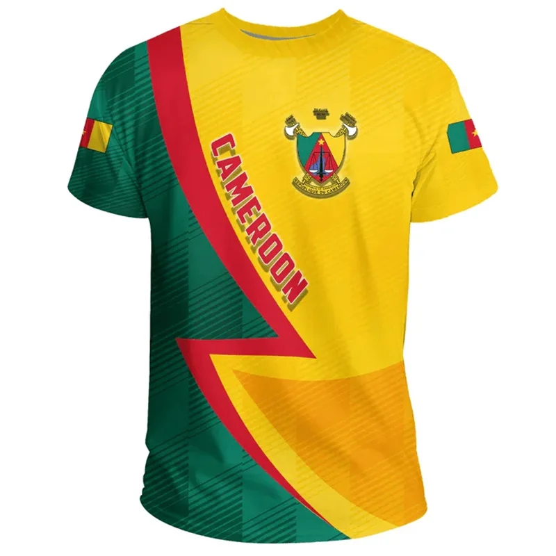 Africa Cameroon Flag 3D Printed T-shirt For Men Clothes National Emblem Lion Pattern T Shirts Summer Street Sports Tees Tops image 3