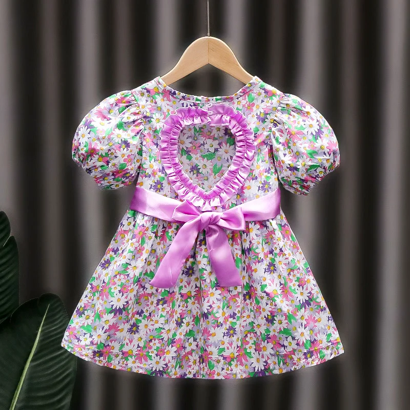 

Princess Dress Kid Backless Flower Print Infant Outfit Wedding Costume Baby Girl Clothes Toddler Birthday Dress Children A1036