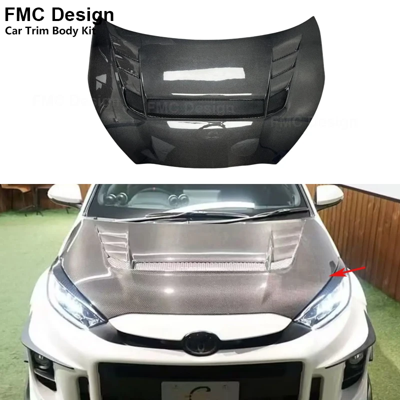 

Для Toyota Yaris GR 2020 + автомобильный передний защитный чехол из углеродного волокна для двигателя, вентиляция и рассеивание тепла, обновленный комплект кузова