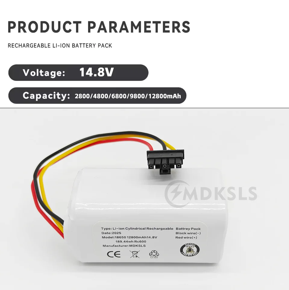2026 New battery For Xiaomi Mijia Mi Robot Mop 2 Lite Sweeper Vacuum 14.8V 2800-12800mAh Rechargeable Li-ion Battery Pack MDKSLS