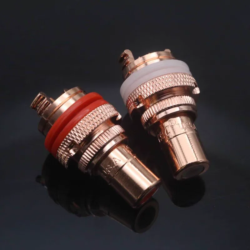 2pcs CMC 805 Pure Red Copper Swiss Cu. RCA Jack Female Socket Connector for HiFi Audio Video TV CD AMP Panel Chassis Mount