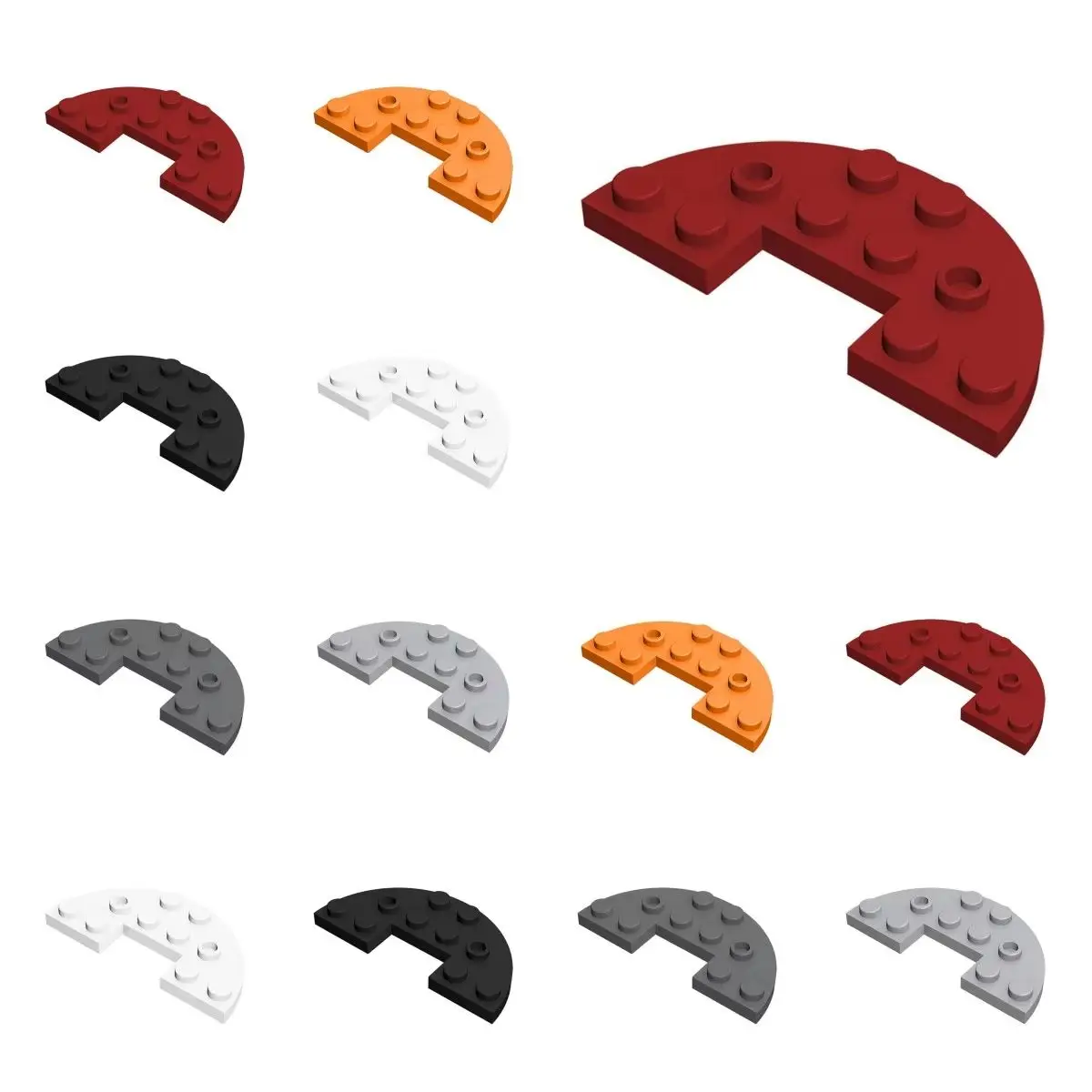 50pcs Round Half 18646 3x6 Plate Building Blocks Kit With 1x2 Cutout Bricks Educational Particle Toy Children Birthday Gifts