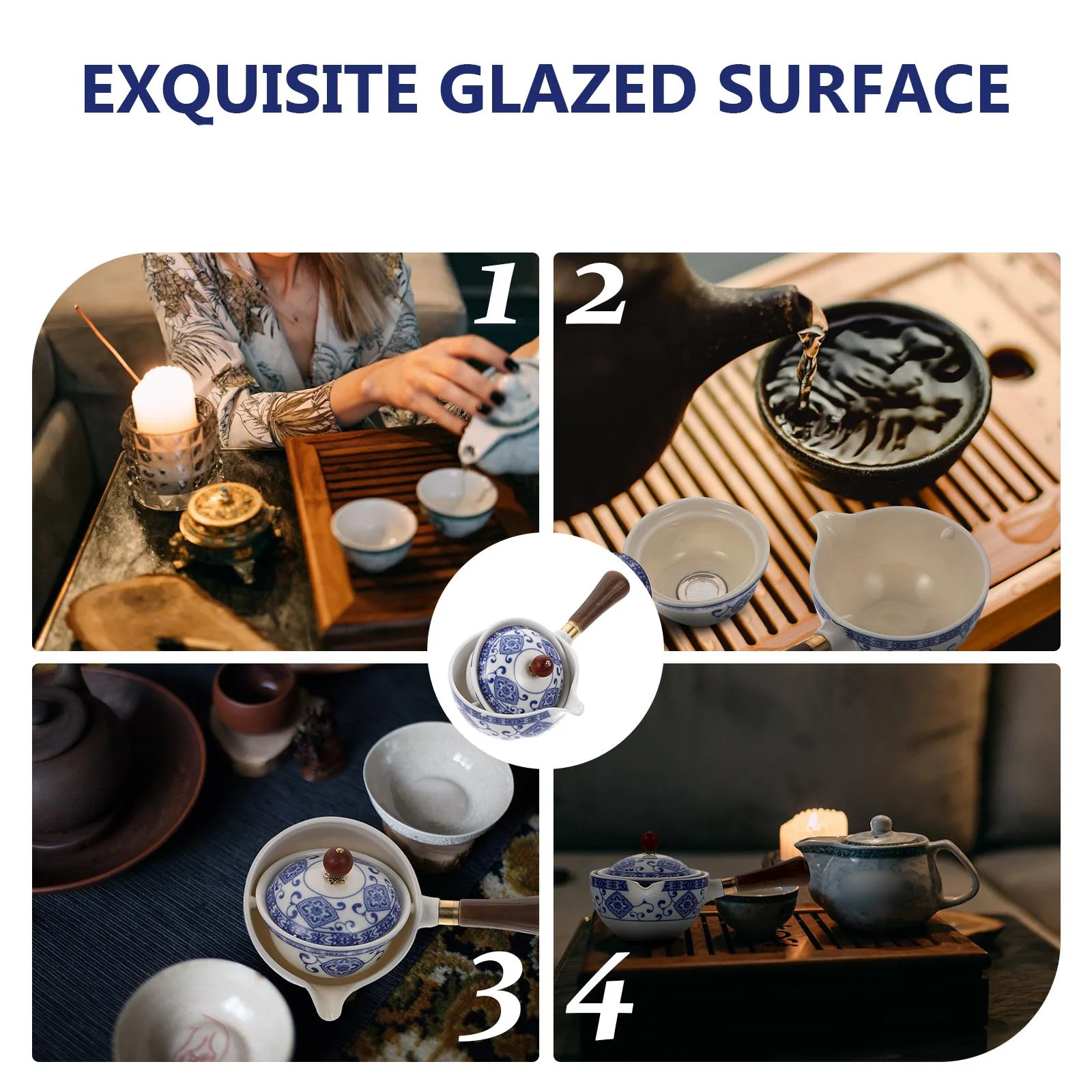 

Retro Ceramic Teapot Handmade Heat Resistant Tea Pot 360 Degree Rotating Side Handle Tea Kettle Exquisite Chinese Teaware Set