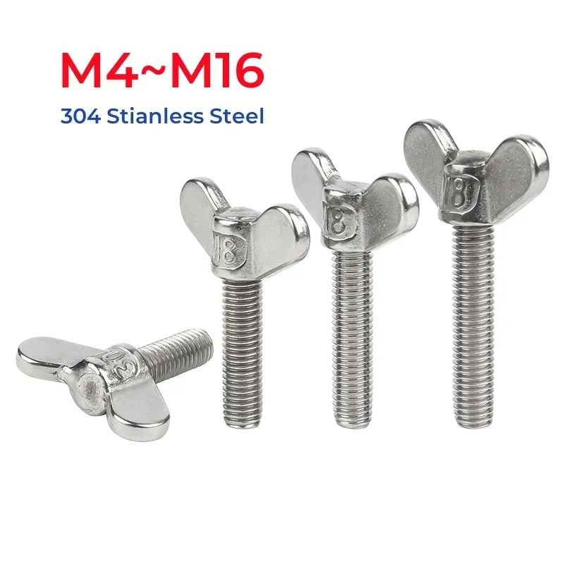 

M4 M5 M6 M8 M10 M12 M14 M16 304 Stianless Steel Butterfly Screw Butterfly Sheep Horn Bolt Hand Screws
