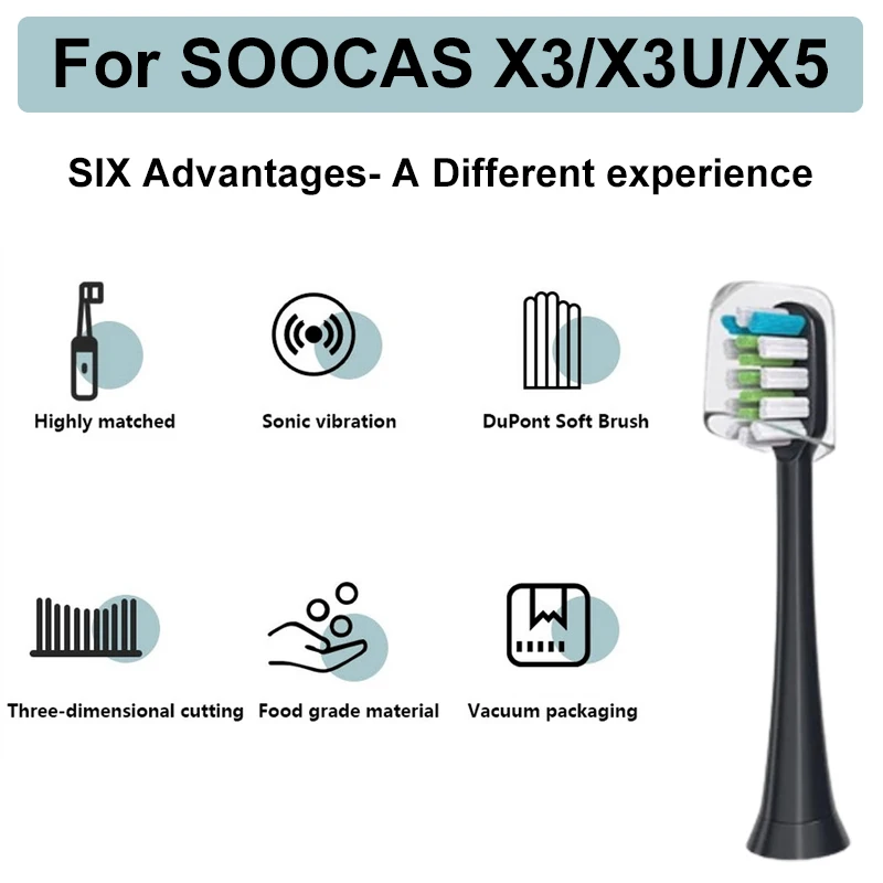10 Stück vakuumversiegelte verpackte Ersatzbürstenköpfe für SOOCAS X3/X3U/X5 weiche Sonic elektrische Zahnbürste DuPont Reinigungsdüsen – Detail 4