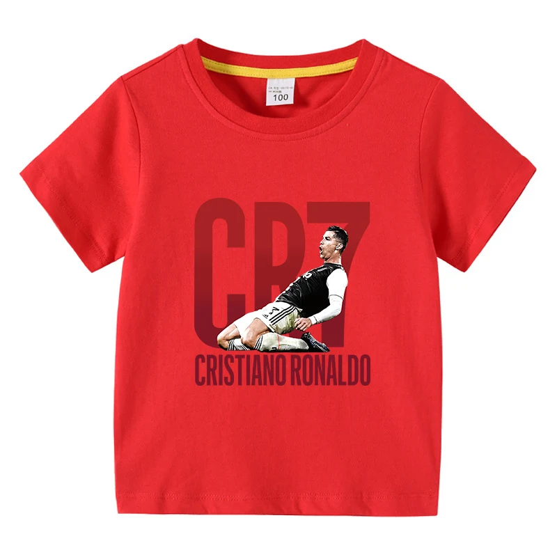New Arrival Kids Boys CR7 Printed T-Shirt 100% Cotton Short Sleeve Breathable Lightweight Boys Sports Casual Basic Tee