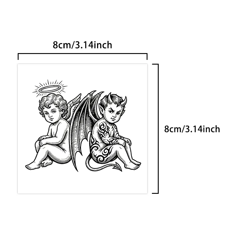 Angel Devil Tattoo Sticker Waterproof Temporary Tattoo Classical Aesthetic Design for Men Women Arm Leg
