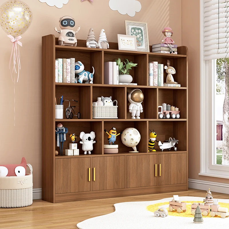 Solid wood small apartment bookshelf floor-to-ceiling living room office file cabinet High Quality