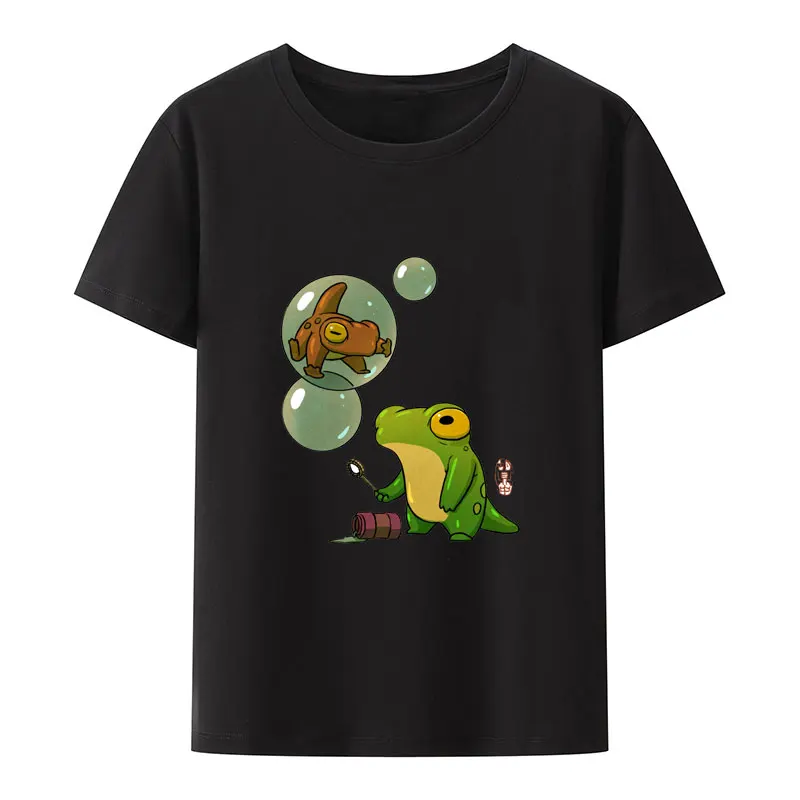 Froglets Playing with Bubbles Whimsical Print T Shirt Otaku Tops Unique Ropa Mujer Nostalgia Cute Streetwear Lady Humor Funny