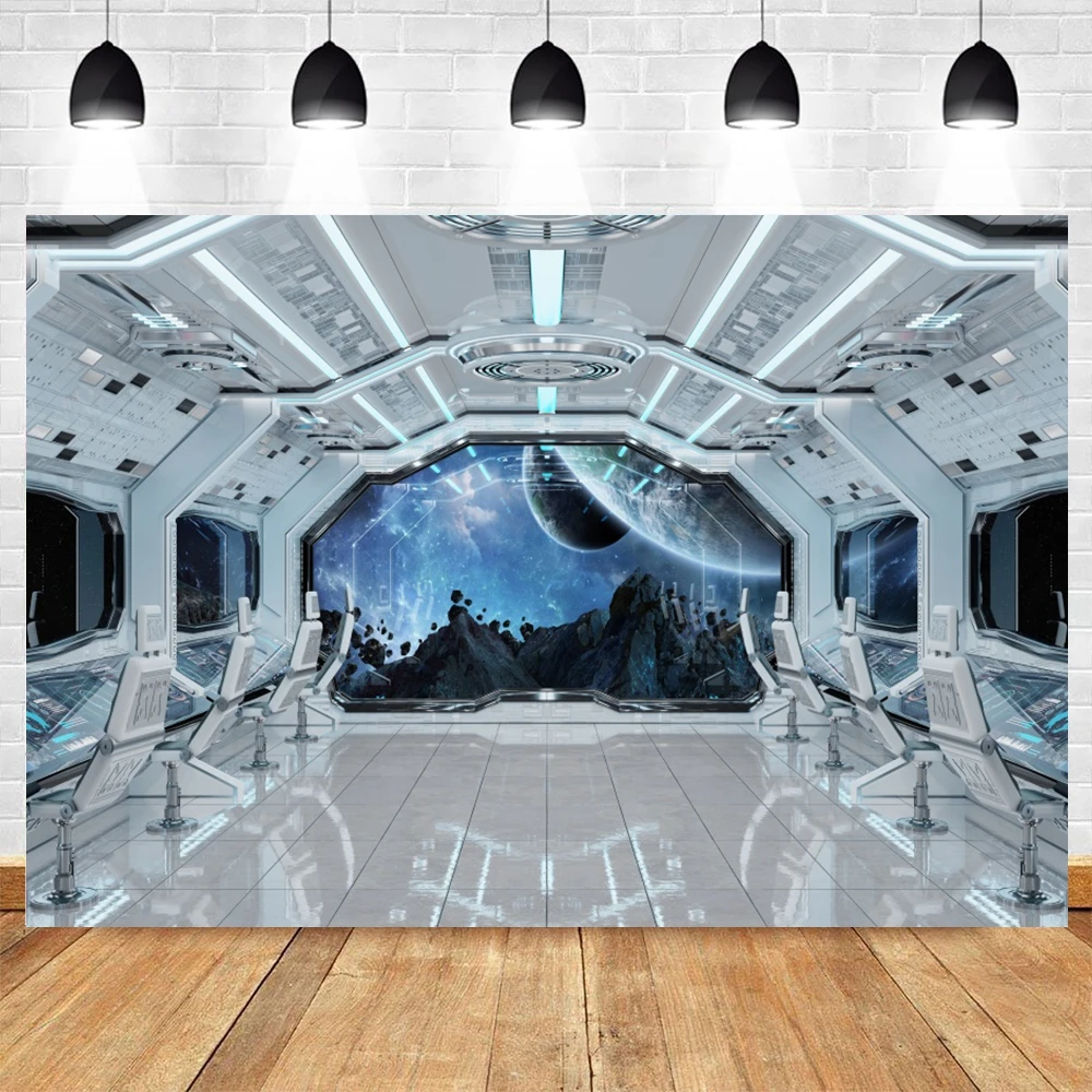 Spaceship Interior Backdrop Futuristic Science Fiction Spacecraft Cabin Universe Outer Space Portrait Photography Background