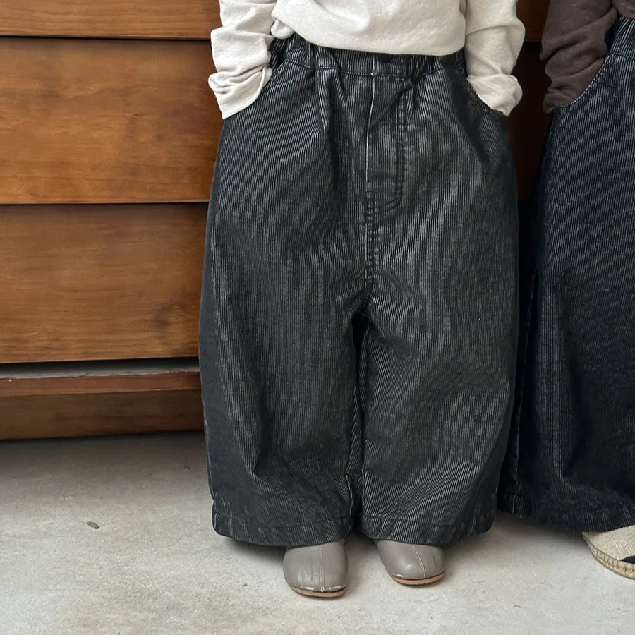  2025 خريف الاطفال الدنيم السراويل الطويلة الفتيان الفتيات الرجعية مستقيم الساق سروال قصير القطن جينز غير رسمي ل 1-8 سنوات #2