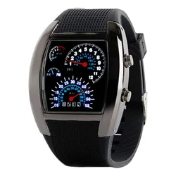 New Design Casual Led Watches Cool Car Meter Dial Unisex Black Flash Dot Matrix Racing Watch Sports Clock Hot Orologio Uomo